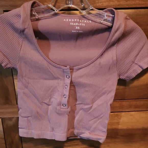 Aeropostale Purple Short Sleeve Crop Top - Picture 1 of 4
